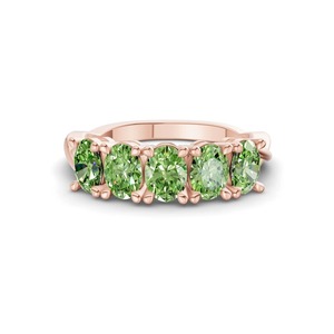 Bague ovale vert océan lumineux avec diamant de laboratoire 0,50 ct TW en or massif 14K, couleur vert océan, clarté VS, 5 diamants, courbe côtière - Product Image 1
