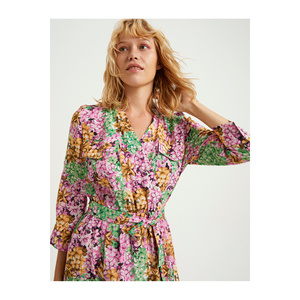 ชุดเดรสยาวปานกลาง BASKILI VISKON KEMERLI แขนเสื้อแบบดรอป พร้อมเข็มขัดโค้ง - Product Image 2