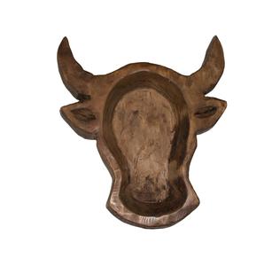 Cuenco de Masa Tallado a Mano Único de los Texas Longhorns, Centro de Mesa de Madera, Cuenco de Madera para Decoración del Hogar - Product Image 1