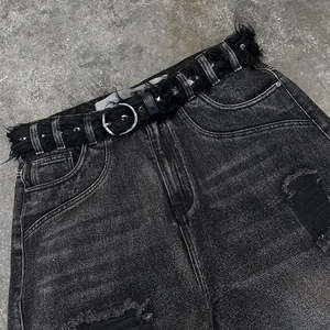 Jeans Anchos de Mezclilla con Remaches, Estilo Hip Hop, Vintage, Desgastados, Rotos, Holgados, para Hombre, Fabricantes Personalizados - Product Image 3