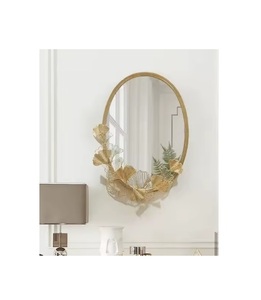 Miroir mural de mariage moderne de luxe en or, forme de fleur personnalisable, grande taille, décoration intérieure, encadré en métal, design facile à accrocher au mur - Product Image 1