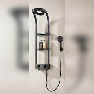 Système de douche en laiton noir mat en acier inoxydable Moderne Thermostatique Affichage numérique 5 fonctions Grossiste Fabricant Fournisseur - Product Image 1