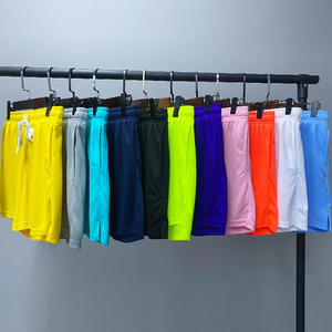 Short de course en toile taille moyenne pour hommes fermeture à la taille élastique teint uni tricoté équipement d'entraînement de Fitness couleur unie Service OEM - Product Image 5