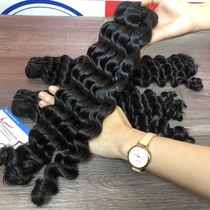 Meilleure qualité, extensions de cheveux à trame bouclée super doublement étirée, cheveux humains vietnamiens bruts noirs naturels - Product Image 5