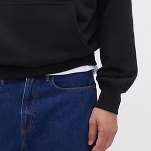 Conception de logo personnalisée et cordon de serrage pour ajuster le capuchon / Sweat-shirt à capuche pour homme en couleur unie lourd avec un design tendance, décontracté - Product Image 4