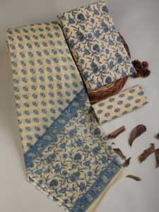 Ensemble de costume pour femme en coton pur non cousu de haute qualité, collection été, imprimé en bloc, élégant, léger, tissu imprimé - Product Image 3