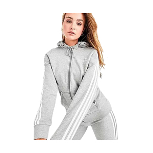 Adidas Originals 3-Stripes Full-Zip Womens Active Hoodies Couleur : Gris/Blanc 100% authentique - Product Image 1