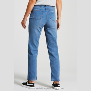 Haute qualité femmes jean femmes décontracté plaine taille haute droite dames Denim pantalon ample pantalon Belle Femme dames jean - Product Image 2