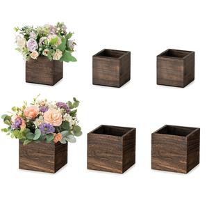 Caja de madera para centro de mesa Boda 6 piezas Maceta cuadrada rústica Caja para centro de mesa de Navidad Decoraciones - Product Image 4