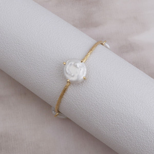 Ensemble de trois broches en pierre plaquées or perle naturelle pierres précieuses rondes bracelets non formés bracelet à la mode - Product Image 3