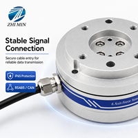 Sensor Torsi Gaya 6 Sumbu 100N-500N 3-13Nm, Load Cell Multi Sumbu untuk Perakitan Lengan Robot Cobot, Penggilingan, dan Pemolesan