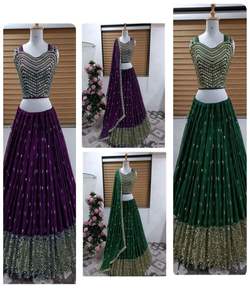 Lehenga Choli Dupatta con Bordado de Lentejuelas en Georgette, el Más Exclusivo, Precio al por Mayor, Prenda Étnica Femenina para Bodas, Siempre en Tendencia - Product Image 4