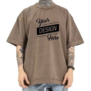 T-shirt vintage lourd délavé à l'acide pour hommes, vêtements de rue personnalisés, en coton usé avec microfibre, t-shirts vierges surdimensionnés - Product Image 2