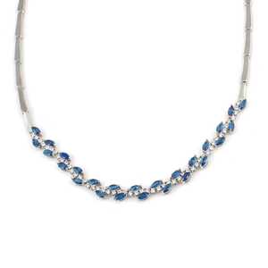 Collar de Plata de Ley 925 con Patrón de Vía Navegable y Cristales Blancos y Azules - Product Image 3