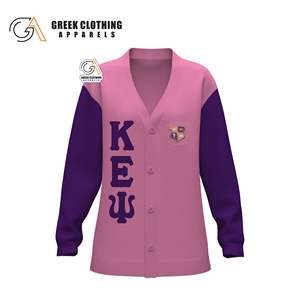 Wholesale Custom Fraternity Kapa Epsilon Psi Greek Organization <b>Cardigan</b> Varsity Letter Sweater With Embroidery Patches Jacquard - Product Image 5