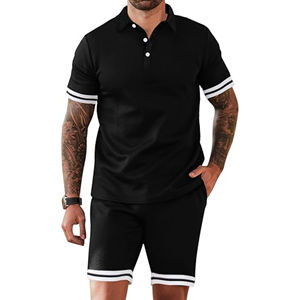 Conjunto informal de entrenamiento para hombre, camiseta y pantalones cortos con corte atlético, perfecto para ejercicio físico o ropa de fin de semana - Product Image 2