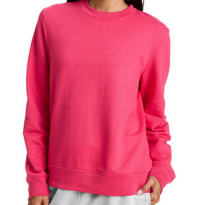 Sudadera OEM de alta calidad con cuello redondo y manga larga y hombros caídos bordados, Sudadera con capucha y logotipo personalizado para mujer, fabricante - Product Image 5