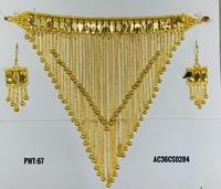 Magnifique et élégant nouveau design, ensemble de bijoux arabes en laiton, colliers ras-du-cou à maillons pour femmes et bébés, plaqué or 18 carats, 18 pouces