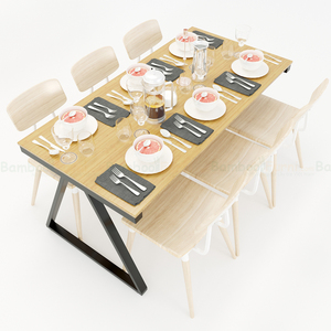 BFBA015-160x80cm Industrial Style Bamboo Wood <b>Dining</b> <b>Table</b> with Iron Legs Rectangular Shape for Home Office or Living Room Use - Product Image 2