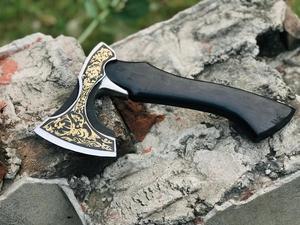 Handmade Custom Industrial Steel Tomahawk <b>Axe</b> Battle-Ready Damascus <b>Axe</b> Head with Sharp Edge Wood Handle for DIY Camping - Product Image 4