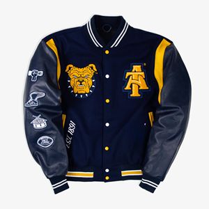 Para A & T Aggie Varsity Jacket manga de seda bordado recubierto frontal HBCU College Letterman - Product Image 1
