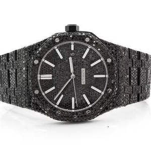 Montre en diamant moissanite haut de gamme, cadran glacé brillant, bracelet en acier inoxydable durable, style hip-hop - Product Image 5