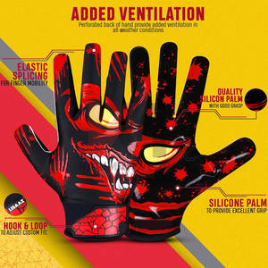 Gants de football américain personnalisés de qualité supérieure avec maille respirante et paume en silicone collante Gants de football américain - Product Image 3