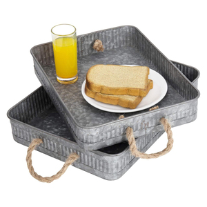 Bandeja de servicio de metal galvanizado cepillado Premium para comedor de lujo Catering de alta gama Exportador mayorista Suministro a granel - Product Image 3