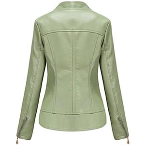 2025 Popular Women Clothing <b>Zipper</b> <b>Jacket</b> Turn-down Collar Wholesale Low Price Leather <b>Jackets</b> - Product Image 5