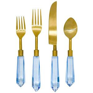 Juego de Cubiertos de metal con acabado dorado hecho a mano con mango acrílico para el hogar y mesa de cena de boda juego de cubiertos decorativos - Product Image 5