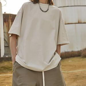 Kaos Formal Rajut Oversize <span class=keywords><strong>Vintage</strong></span> 100% Katun Berat 275 GSM Berkualitas Tinggi untuk Pria - Product Image 4