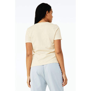 Femmes audacieuses sur mesure col en v T-Shirts toile légère de haute qualité respirant à la mode décontracté déclaration hauts en gros - Product Image 3