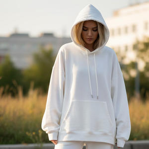 Baggy survêtement femmes goutte épaule à capuche surdimensionné pantalons de survêtement ensemble dames 400 GSM polaire Polyester surdimensionné survêtement femmes - Product Image 3