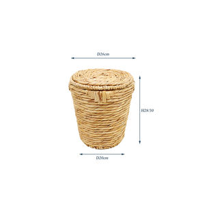 Panier de rangement en fibre naturelle tressé à la main Artex Dong Thap avec couvercle rond - Product Image 2