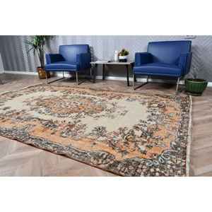 Alfombra Vintage Grande de 5.6x8.9 pies, Alfombra Turca, Alfombra Oriental de Lana Marrón Naranja - Product Image 4