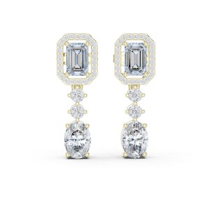 Emerald Oval Cut Moissanite Drop Earrings 925 <b>Sterling</b> <b>Silver</b> Bridal Fine Jewelry Wholesale Halo Cluster <b>Stud</b> - Product Image 3
