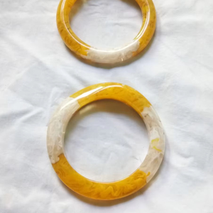 Marca de alta calidad personalizada altamente pulida hecha a mano estilo Vintage colorido moda resina brazalete media luna artesanía boda - Product Image 6