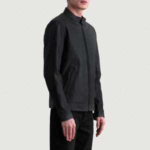 Chaqueta de cuero de vaca de estilo callejero para hombre, el mejor precio al por mayor, chaqueta de motorista negra mate genuina OEM con logotipo personalizado disponible en Pakistán - Product Image 2