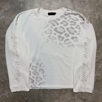 Chemise Homme Personnalisée Y2K Hip Hop Écologique Imprimé Léopard Manches Longues Gaufre Décontractée Ample Vintage Texte Cursif sur Manches Streetwear