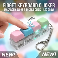 Porte-clés Macaron 4 touches, jouet anti-stress, testeur de commutateur mécanique LED, léger, en plastique