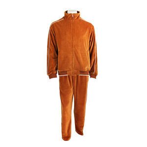 Nueva moda personalizada terciopelo naranja quemado con ribete blanco dobladillo inferior elástico y cordón en la cintura al por mayor - Product Image 1