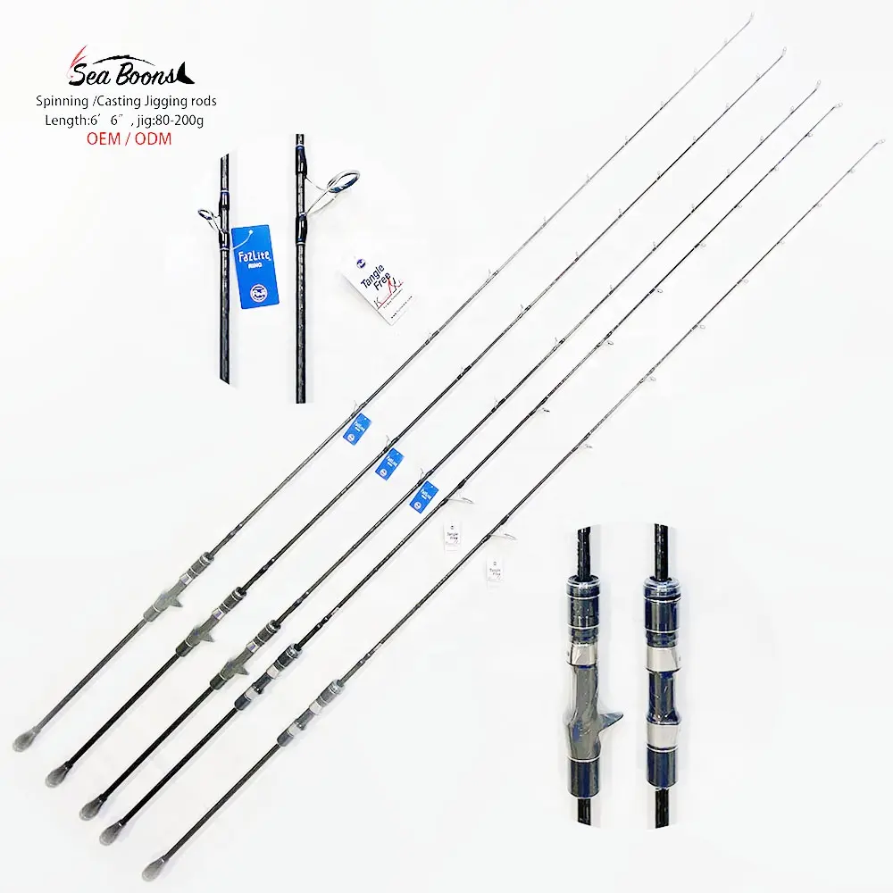 New Oem Japan Jigging Rods Fuji Parts Slow Jigging Rod 6'6" Jig Weight 80-350g Saltwater Fishing Rods