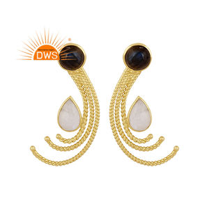 Best Selling Sterling Silver Natural Rainbow <b>Moonstone</b> And Labradorite Gemstone Dangle <b>Earring</b> Jewelry For Women Gift For Her - Product Image 1