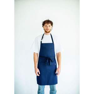 Tablier de travail Cantabrian 2.0 bleu, demi-tablier pour chef, en cuir et coton, réutilisable, pour serveur et cuisine - Product Image 1