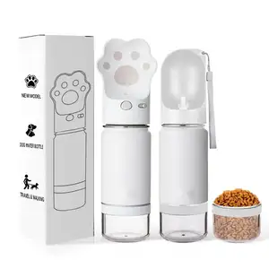 Mini botella de agua portátil para perros de acero inoxidable de 14oz para viajes, caminar, alimentador para mascotas con Material plástico