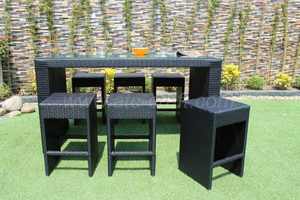 Ensembles de bar en rotin de style noir de nouvelle conception Mobilier de jardin extérieur - Product Image 3