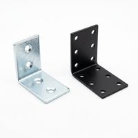 Soporte de Esquina en Forma de L de Metal Resistente, Galvanizado y con Recubrimiento Negro, Soportes de Ángulo de 90 Grados para Muebles
