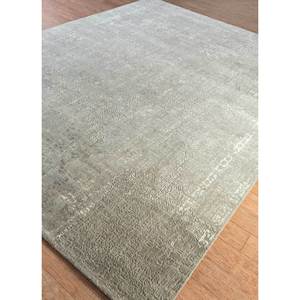 Tapis noué à la main en laine et soie de bambou à motifs abstraits Uvenuti gris et noir - pour la décoration du salon LRB-1569 - Product Image 2