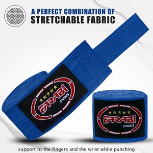 Bandes de boxe écologiques de qualité supérieure à séchage rapide, en coton élastique, avec soutien du poignet, équipement de protection, fermeture auto-agrippante - Product Image 2
