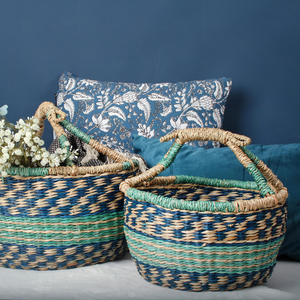 2024 nouvelle couleur jonc de mer Bolga panier Style africain stockage blanchisserie poignées écologique Flexible conception Vecraft VC-14 en gros - Product Image 3